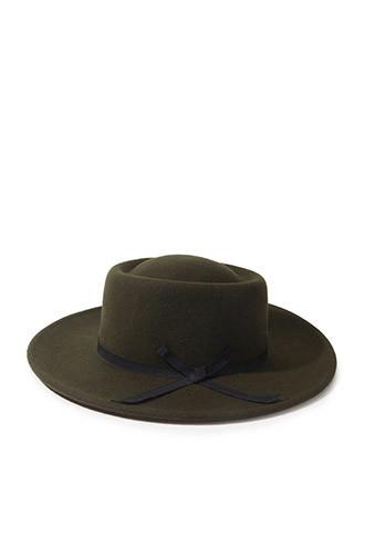 Forever21 Wool Boater Hat (olive/black)