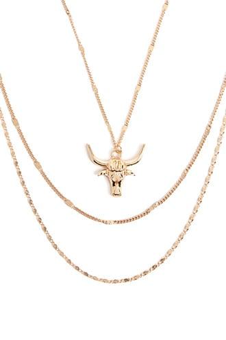 Forever21 Bull Pendant Necklace Set