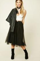 Forever21 Women's  Black Pleated Tulle Skirt