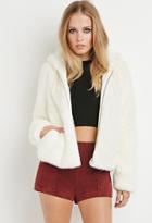 Forever21 Zippered Faux Fur Hoodie