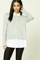 Forever21 Collared Marled Knit Top