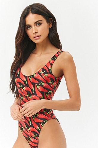 Forever21 Pepper Graphic One-piece Swimsuit