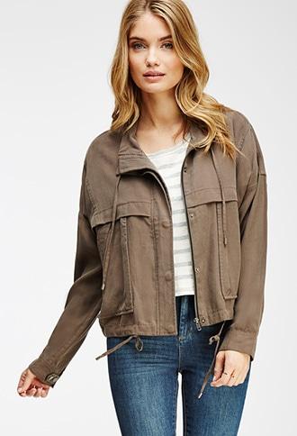 Forever21 Contemporary High-neck Drawstring Dolman Jacket