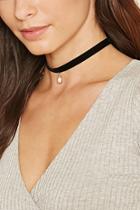 Forever21 Faux Suede Pearl Choker