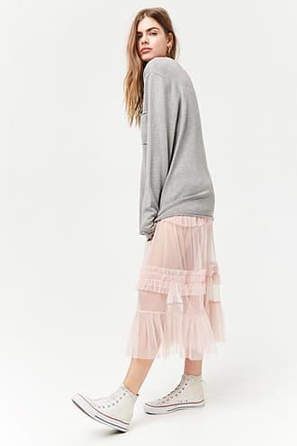 Forever21 Tiered Mesh Tulle Maxi Skirt