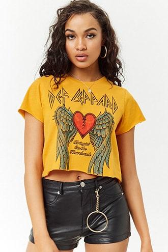 Forever21 Cropped Def Leppard Graphic Tee