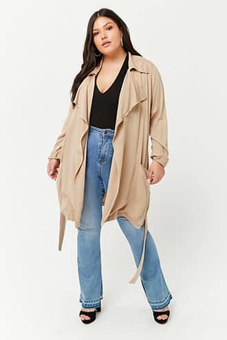 Forever21 Plus Size Drape-front Longline Jacket