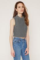 Forever21 Contemporary Micro-grid Mock Neck Top