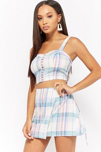 Forever21 Plaid Wrap Mini Skirt
