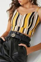 Forever21 Crinkled Striped Cropped Cami