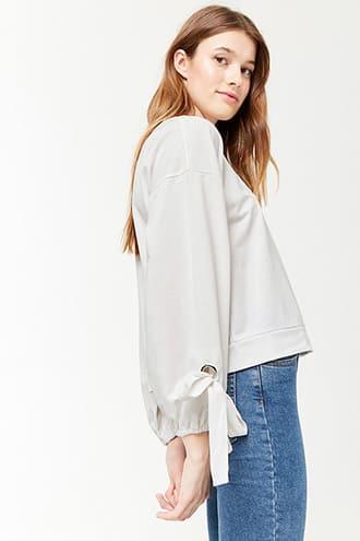 Forever21 Tie-sleeve Sweatshirt