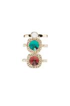 Forever21 Gold & Green Faux Gem Ring Set