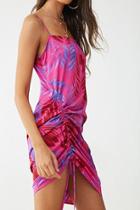 Forever21 Satin Abstract Leaf Print Dress