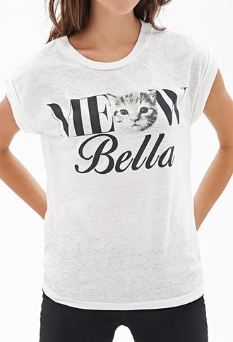 Forever21 Meow Bella Slub Knit Tee