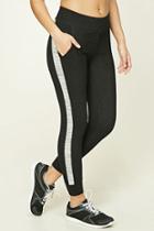 Forever21 Women's  Heather Grey & Black Active Striped Leggings