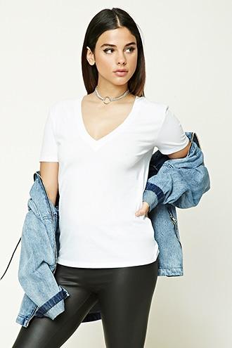 Forever21 Slub Knit V-neck Tee
