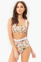 Forever21 Floral Print High-rise Bikini Bottoms