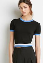 Forever21 Women's  Varsity-striped Crop Top