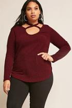 Forever21 Plus Size Marled Ribbed Crisscross Top