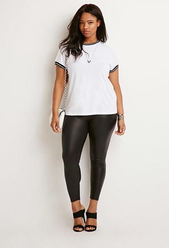 Forever21 Plus Varsity-striped Tee