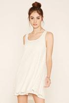 Forever21 Women's  Natural Pintucked Floral Lace Dress