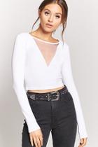 Forever21 Plunging Mesh-insert Crop Top