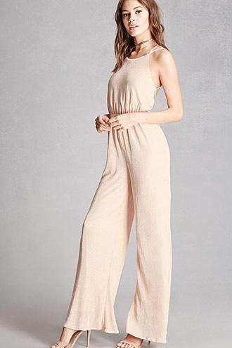 Forever21 Soieblu Ribbed Satin Jumpsuit