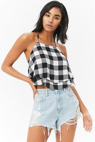 Forever21 Buffalo Plaid Crop Cami