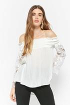 Forever21 Semi-sheer Gauze High-low Top