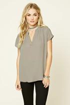 Forever21 Women's  Grey Batwing V-neck Top