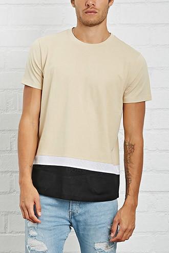 21 Men Men's  Contrast Mesh-paneled Tee