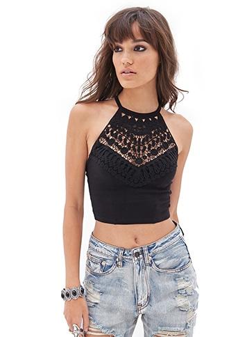 Forever21 Crossback Crochet Crop Top