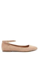 Forever21 Women's  Taupe Faux Suede Ankle-strap Flats