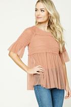 Forever21 Contemporary Sheer Ruffle Top