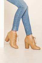 Forever21 Women's  Taupe Faux Leather Lace-up Booties