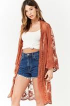 Forever21 Sheer Mesh Embroidered Swim Cover Up Kimono