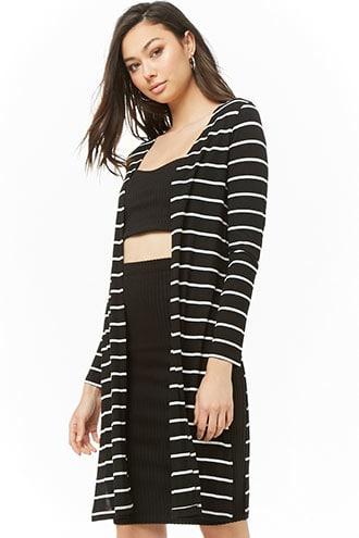 Forever21 Ribbed Striped Open-front Cardigan