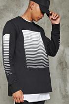21 Men Men's  Black & White Gradated Stripe Print Pullover