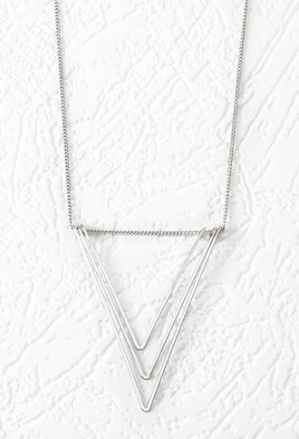 Forever21 Cutout Chevron Pendant Necklace (silver)
