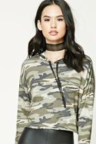 Forever21 Camo Print Hoodie Top