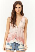 Forever21 Tie-dye Button-front Top