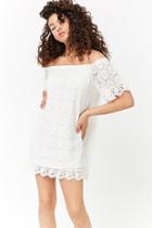 Forever21 Sheer Crochet Lace Off-the-shoulder Dress