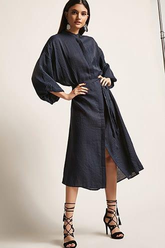 Forever21 Stripe Button-front Midi Dress