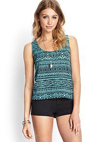 Forever21 Tribal Print Burnout Tank