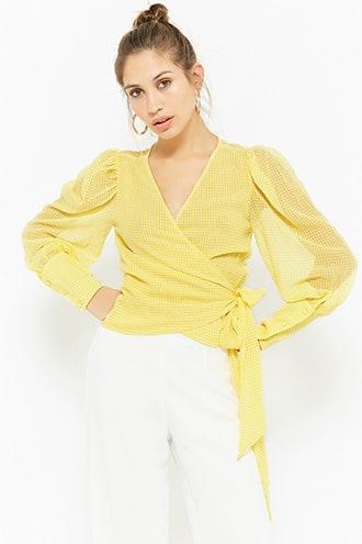 Forever21 Sheer Gingham Gauze Top