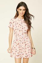 Forever21 Women's  Blush & Cream Collared Floral Print Dress