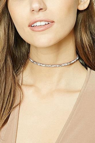Forever21 Rhinestone And Geo Stud Choker
