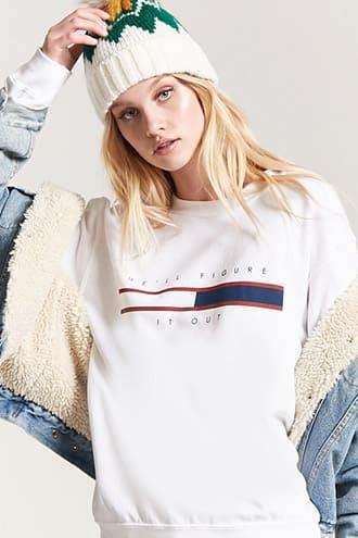Forever21 Fleece He'll Figure It Out Graphic Sweater