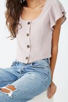 Forever21 Linen-blend Button-front Top