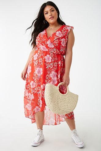 Forever21 Plus Size Chiffon Floral Print Dress